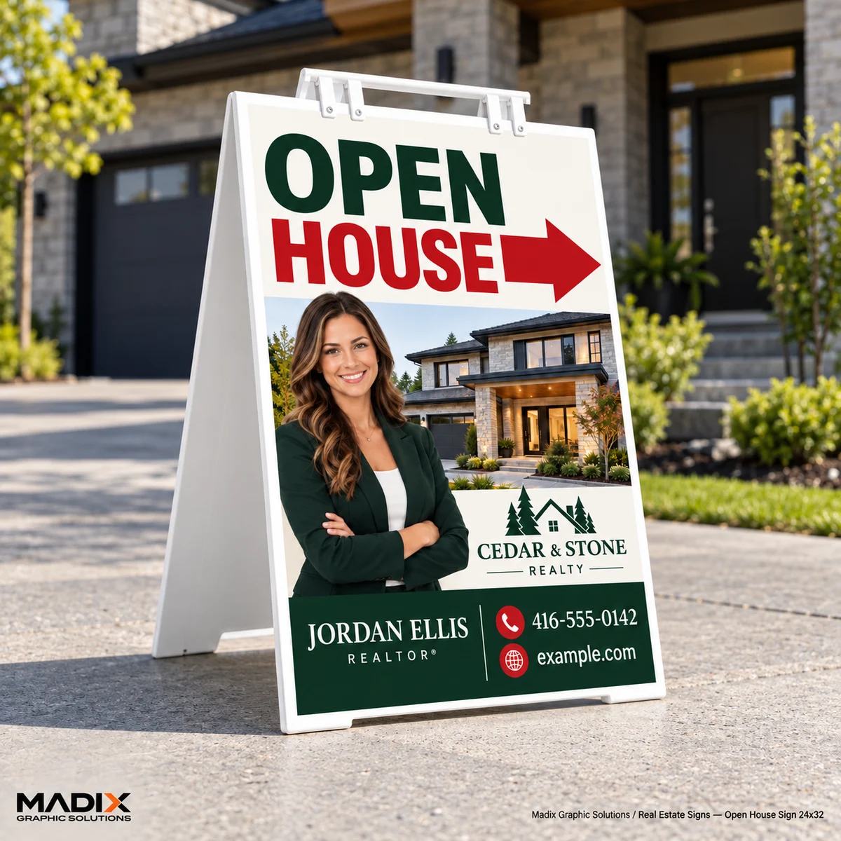 Real Estate Signs, Open House 24" × 32": Madix real estate signs sample 1